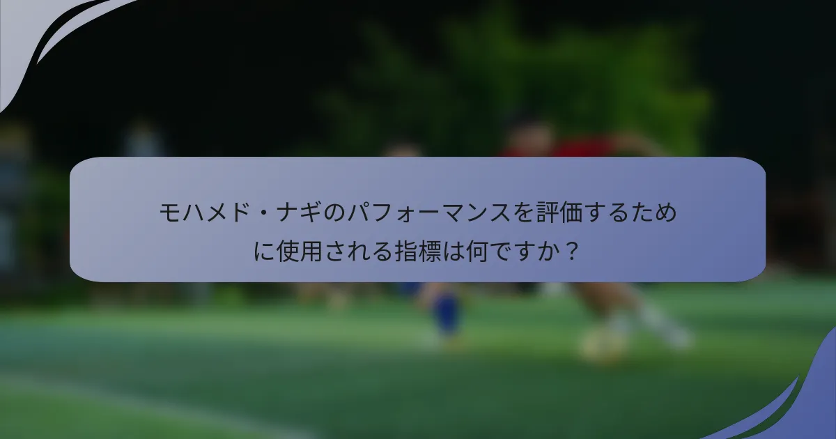 モハメド・ナギのパフォーマンスを評価するために使用される指標は何ですか？
